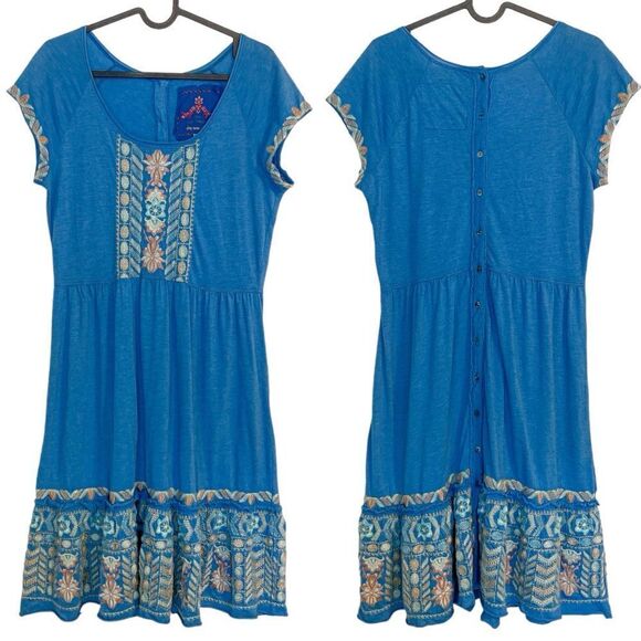 Johnny Was Embroidered Tunic Dress Blue S - Picture 4 of 8